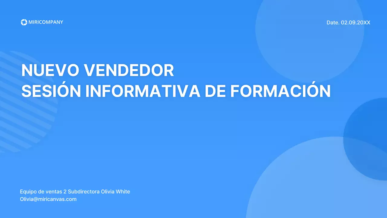 Sesión informativa de formación de vendedores con formas tridimensionales azules