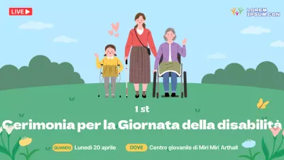 Cerimonia per la Giornata della disabilità con sfondo naturale verde e blu