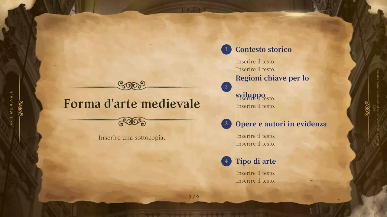 Arte medievale incorniciata in marrone per un look di classe nei materiali promozionali