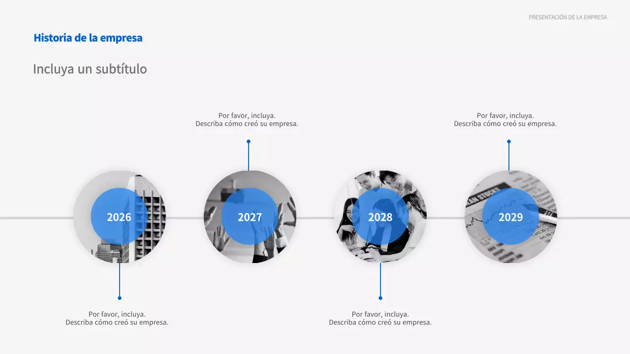 Gráfico cronológico sencillo en azul