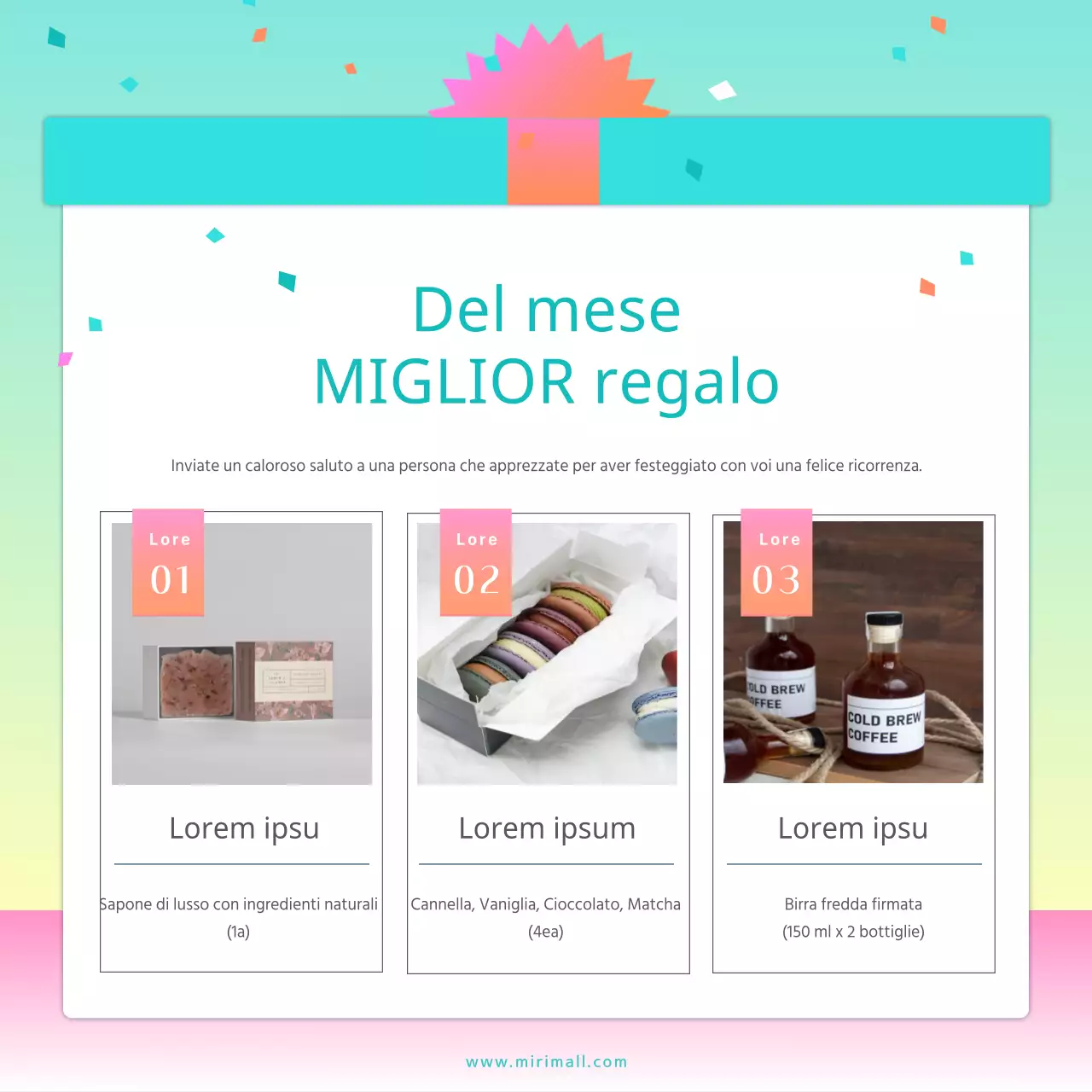 Set regalo con illustrazione regalo turchese sfumato