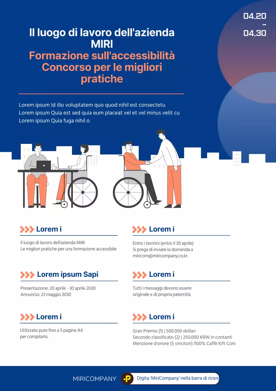 Concorso per la formazione inclusiva sul posto di lavoro con un concetto di illustrazione blu e rilassante