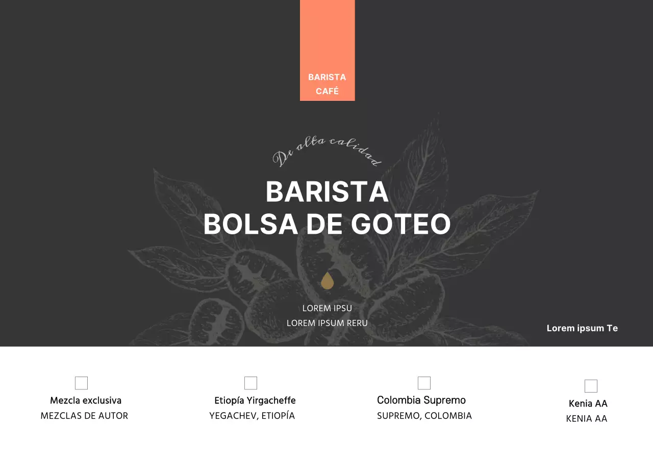 Café con ilustración de alubias en tono marrón Información de producto