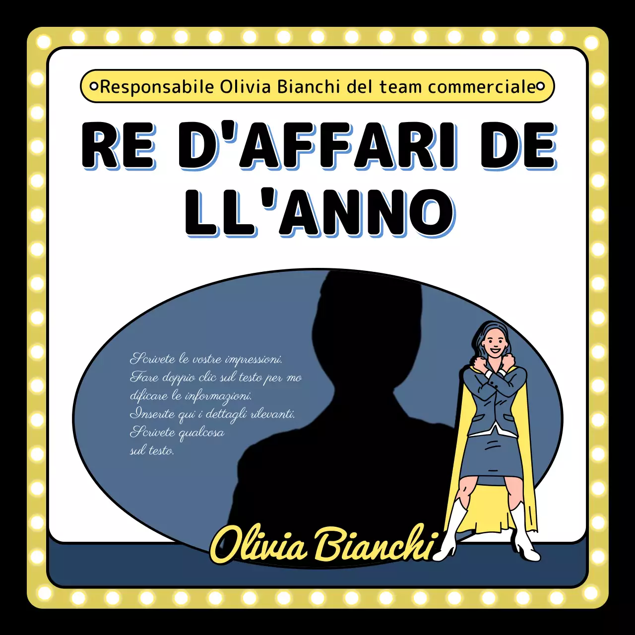 Illustrazione dell'evento di fine anno in giallo blu nero