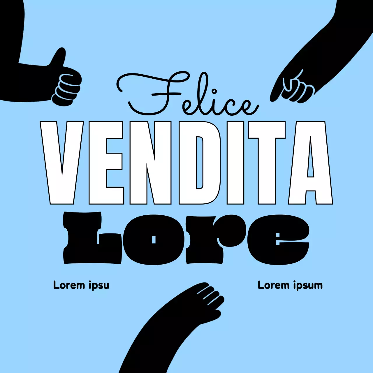 Promozione di vendita semplice e minimalista con accenti bianchi in azzurro e nero