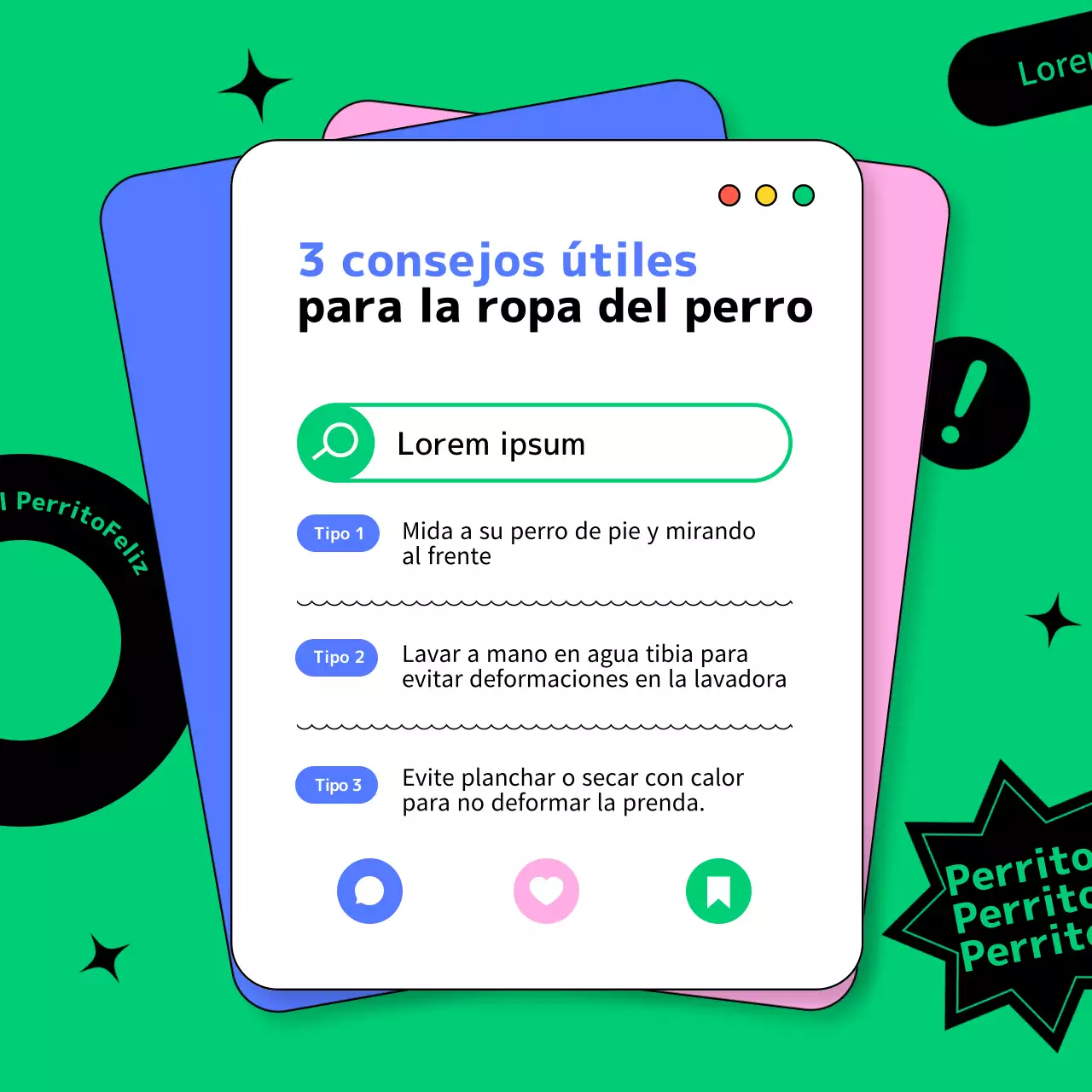 Azul y amarillo rosa perro ropa plantilla de medios sociales