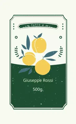 Verde Giallo Illustrato Yuzu Blu Etichetta fatta a mano