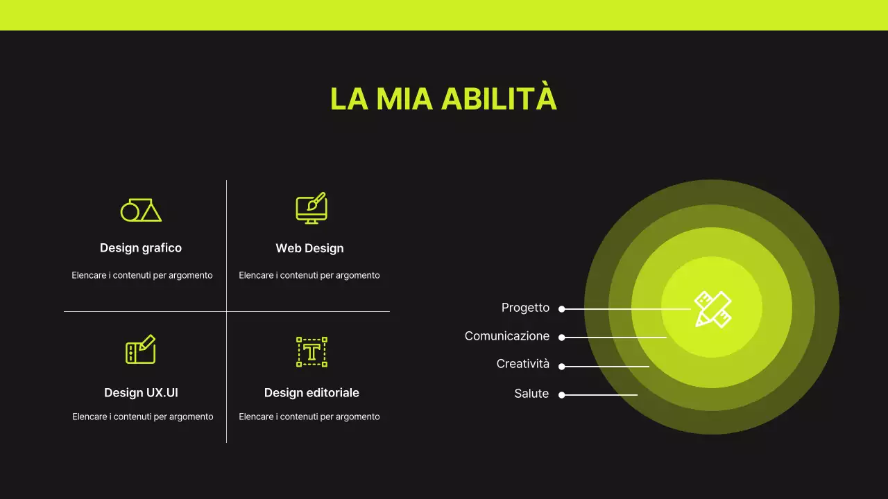 Portafoglio per designer con concetto di griglia in verde lime e nero