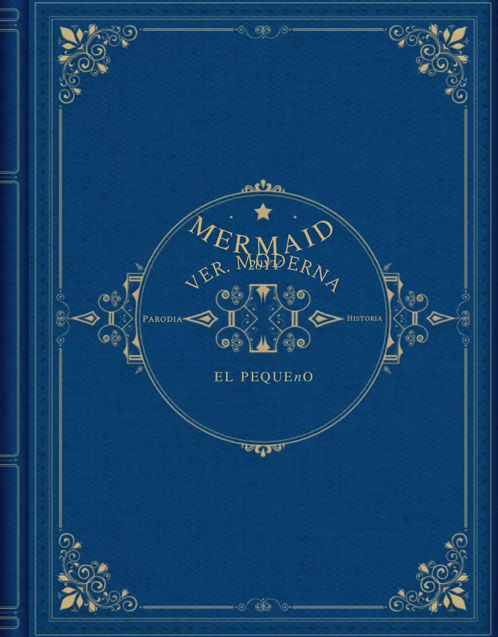 Web novel storytelling en azul y blanco con un concepto de libro clásico elegante y con clase