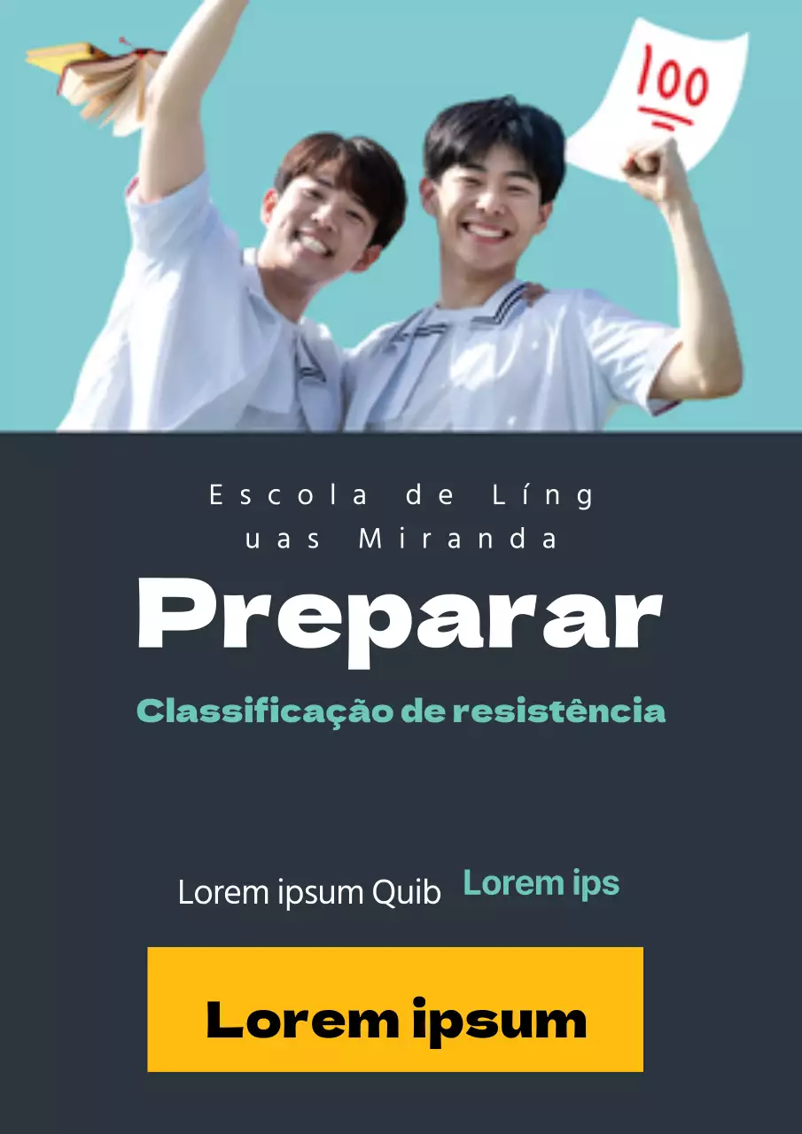 Um folheto simples em azul claro e azul marinho que promove um desconto nas aulas de hagi.