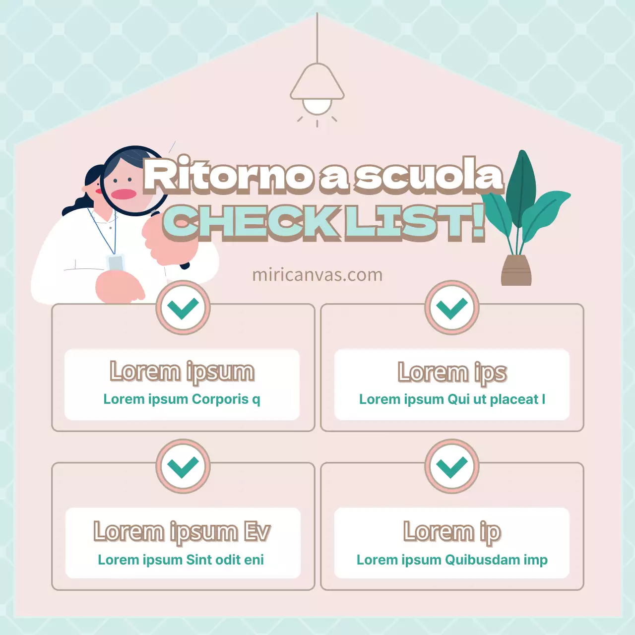 Una simpatica checklist per la stanza del ritorno a scuola in azzurro e rosa