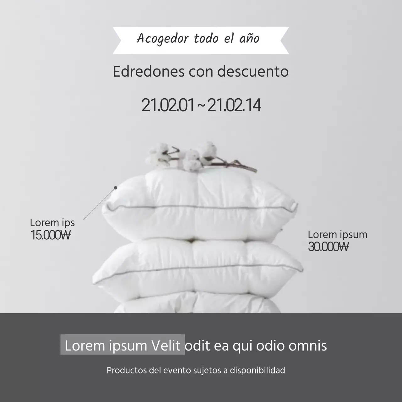 Destacar una foto gris Edredón sencillo para promocionar un evento de venta