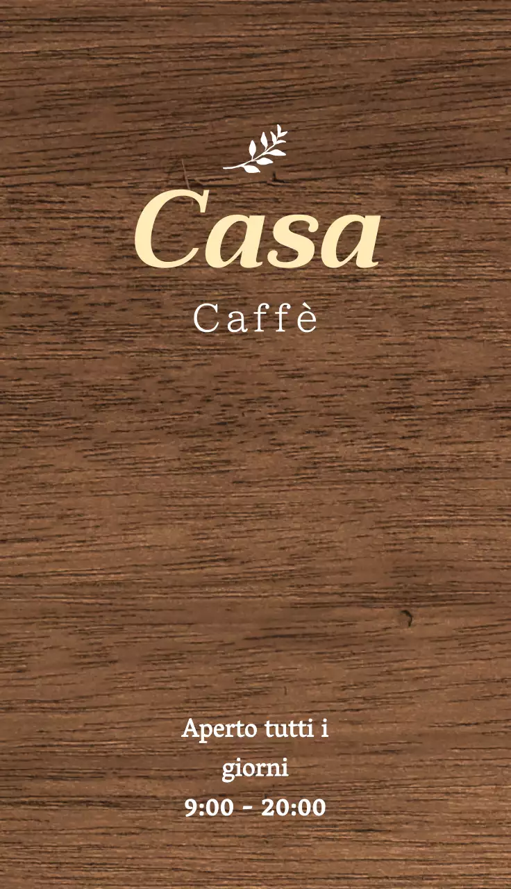 Semplice segnaletica del bar con testo relativo al caffè della casa e illustrazioni di foglie