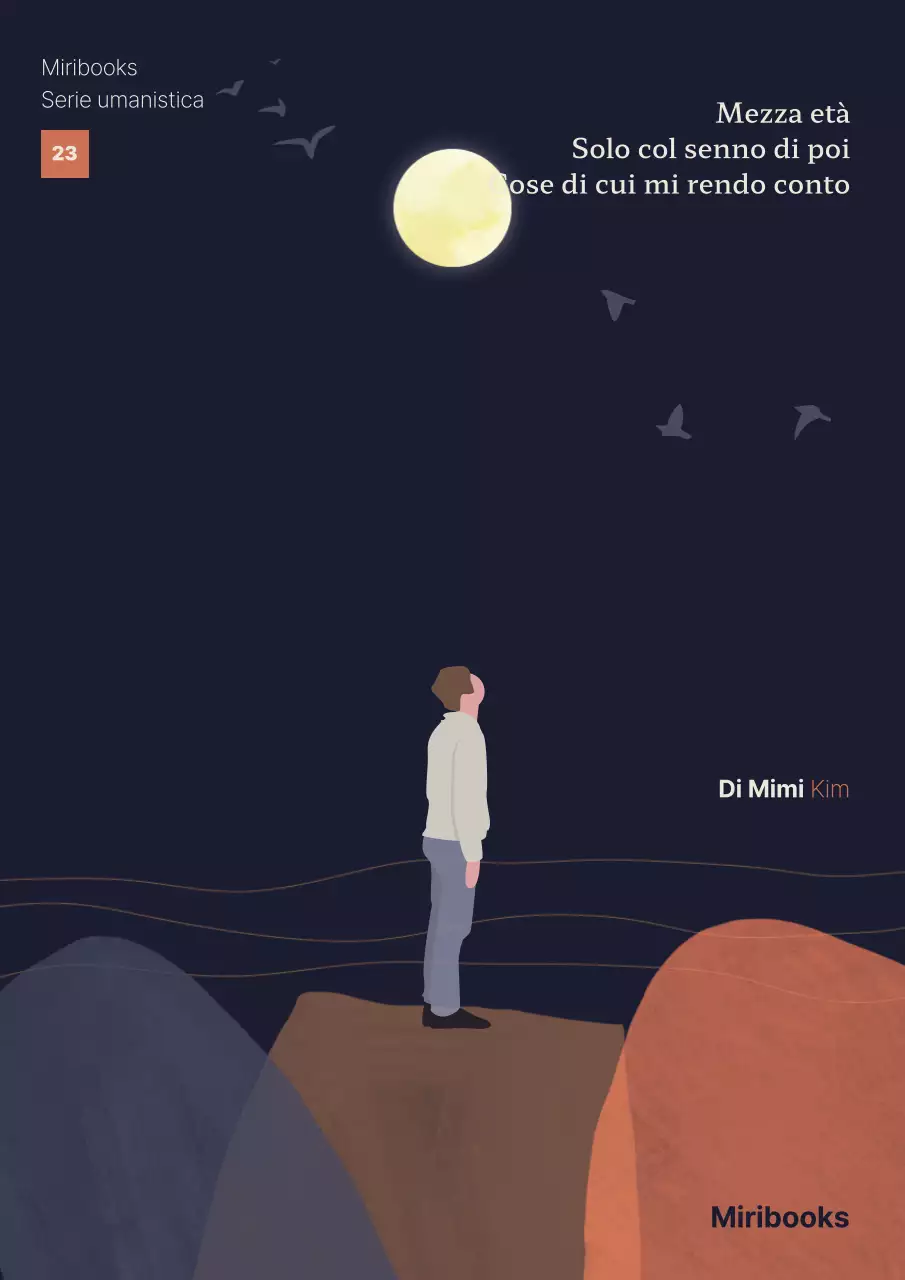 Saggio umanistico in blu navy-arancione umore calmo