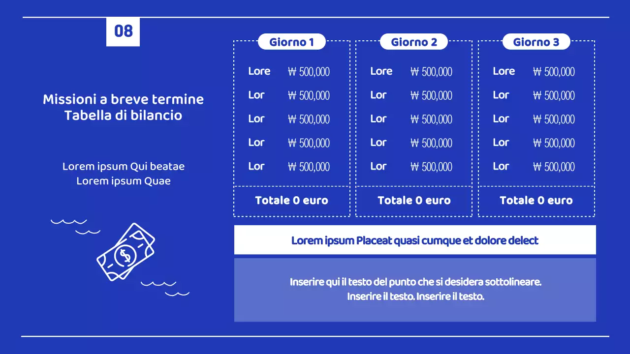 Una semplice missione estiva con linee bianche e blu