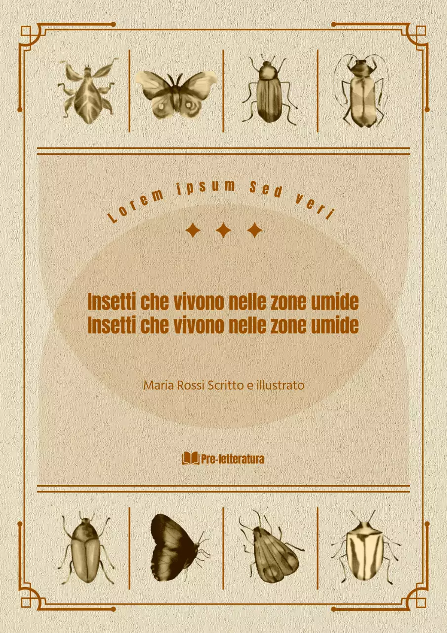 Informazioni sugli insetti in un layout diviso vintage con toni marroni