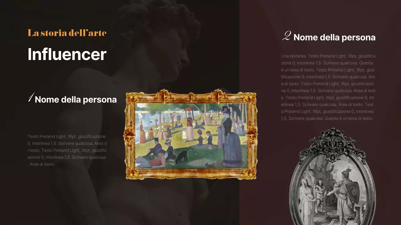 Infografica di capolavori antichi in nero e marrone