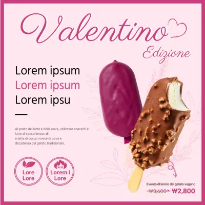 Evento di lancio del gelato vegano del concetto di San Valentino in rosa
