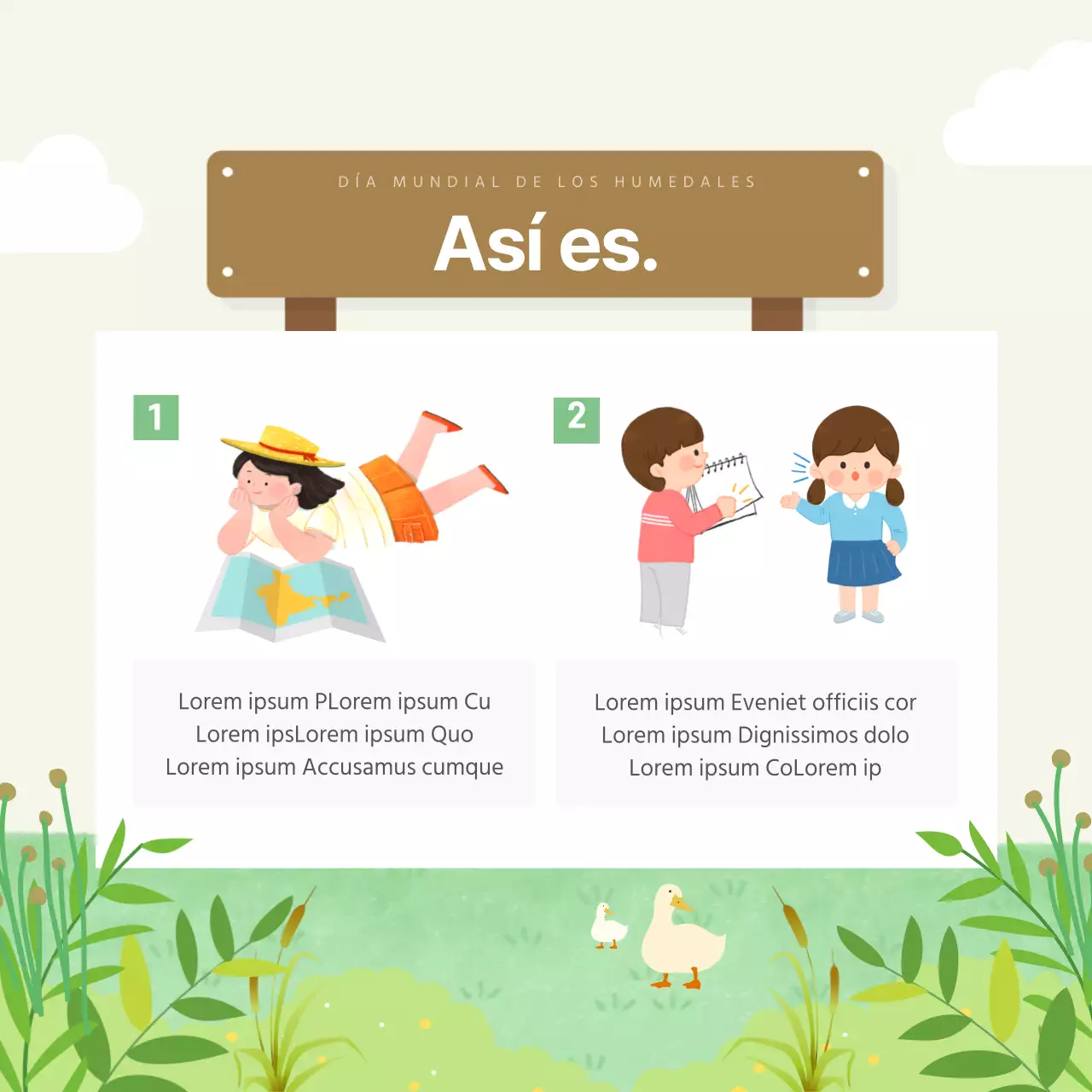 Tarjeta Ducasse del Día Mundial de los HumedalesDiseño de noticias