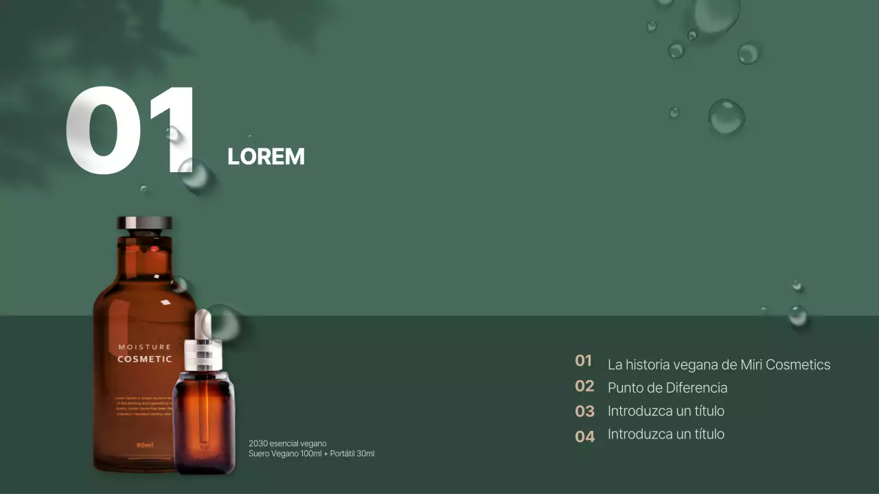 Presentación de un producto cosmético vegano naturalista de tonos verdes