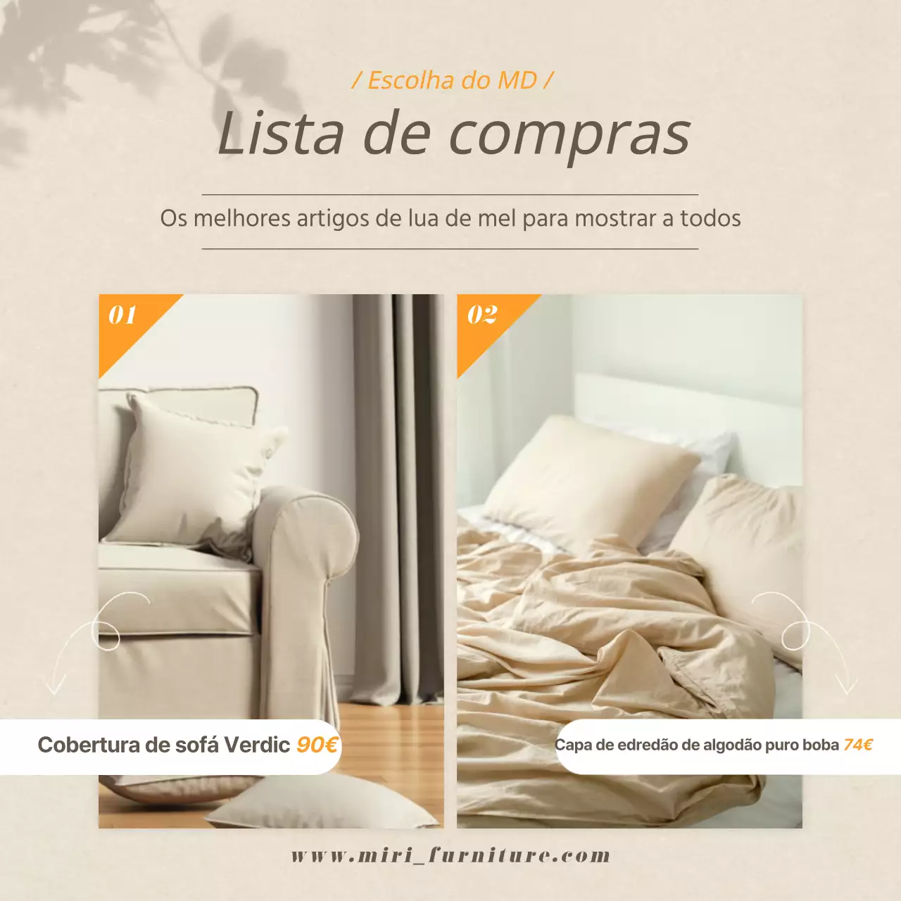 Artigos para a casa de lua de mel dos recém-casados em marfim e amarelo Redes sociais
