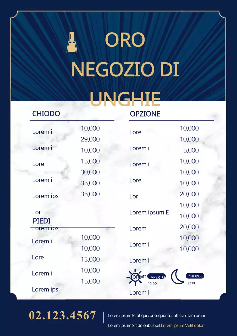 Listino prezzi unghie