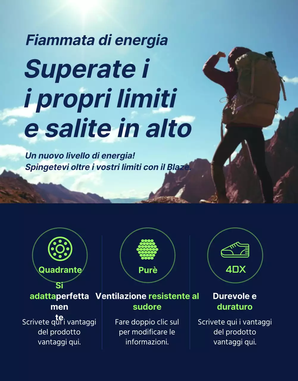 Sneakers outdoor sportive e resistenti in colori navy e fluorescenti