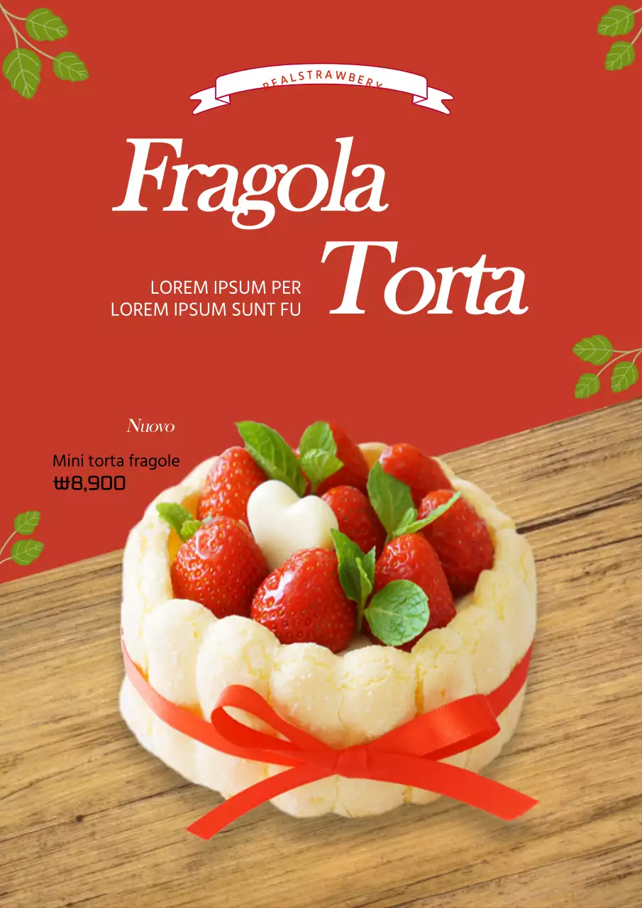 Promuovere una nuova voce di menu per la torta alle fragole rosse