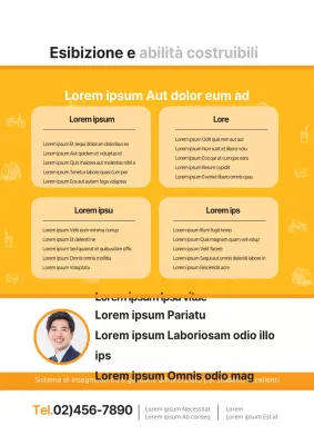 Descrivete e promuovete la vostra scuola di lingua inglese con foto di insegnanti in arancione.