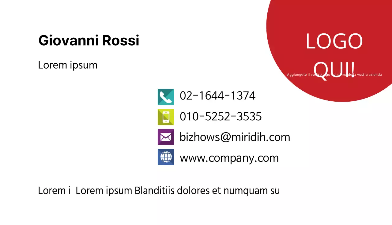 Biglietto da visita dell'azienda