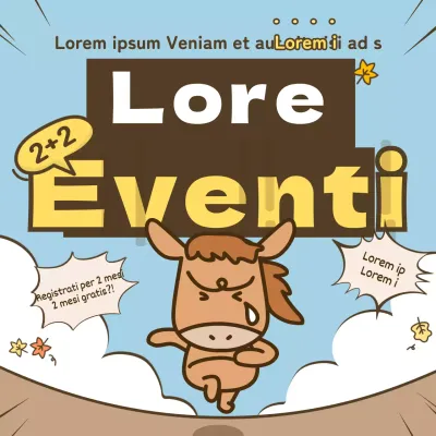 Evento autunnale con simpatiche illustrazioni in azzurro, marrone e giallo