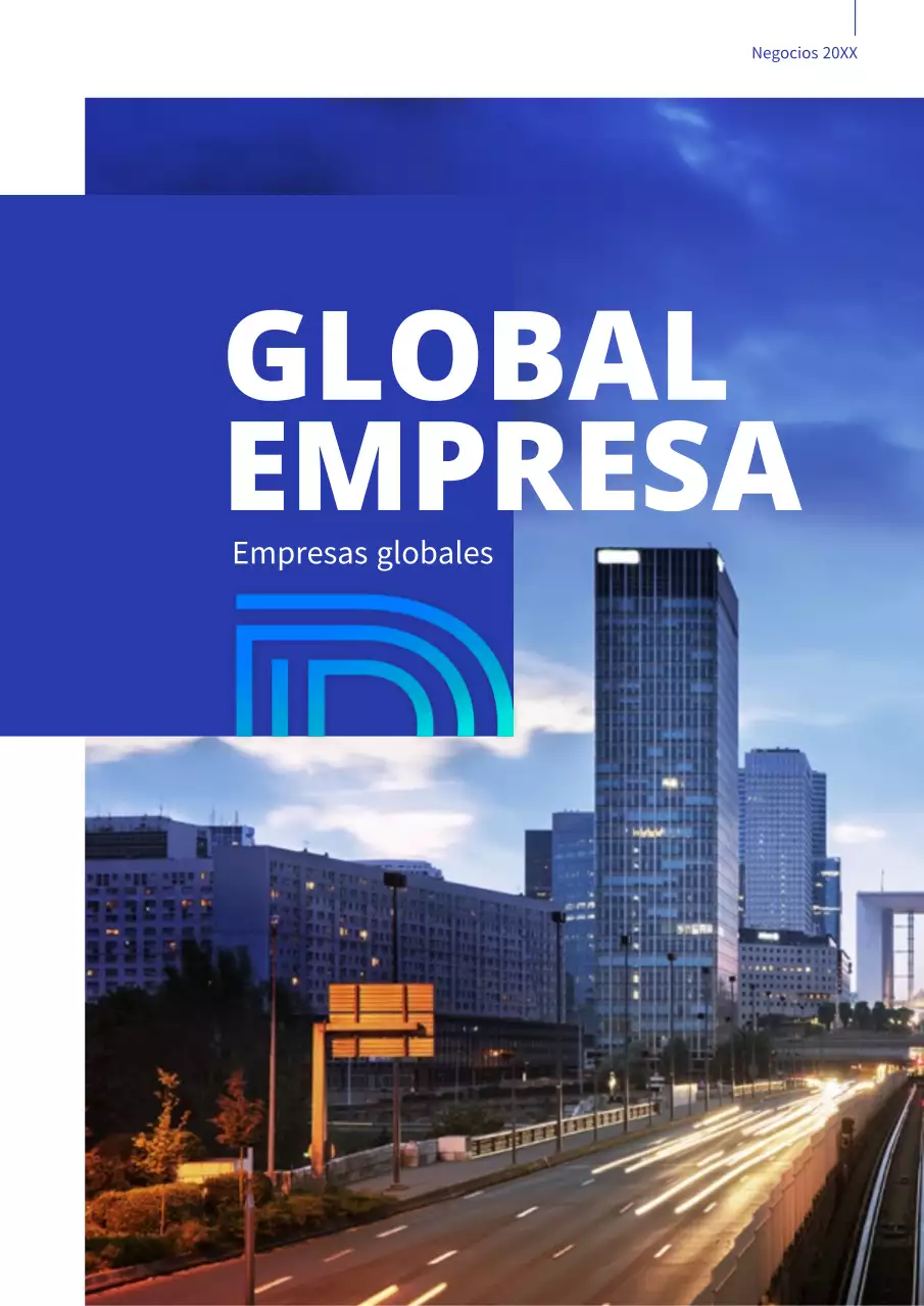 Blue Business Global About Us Theme (Documento corporativo vertical)