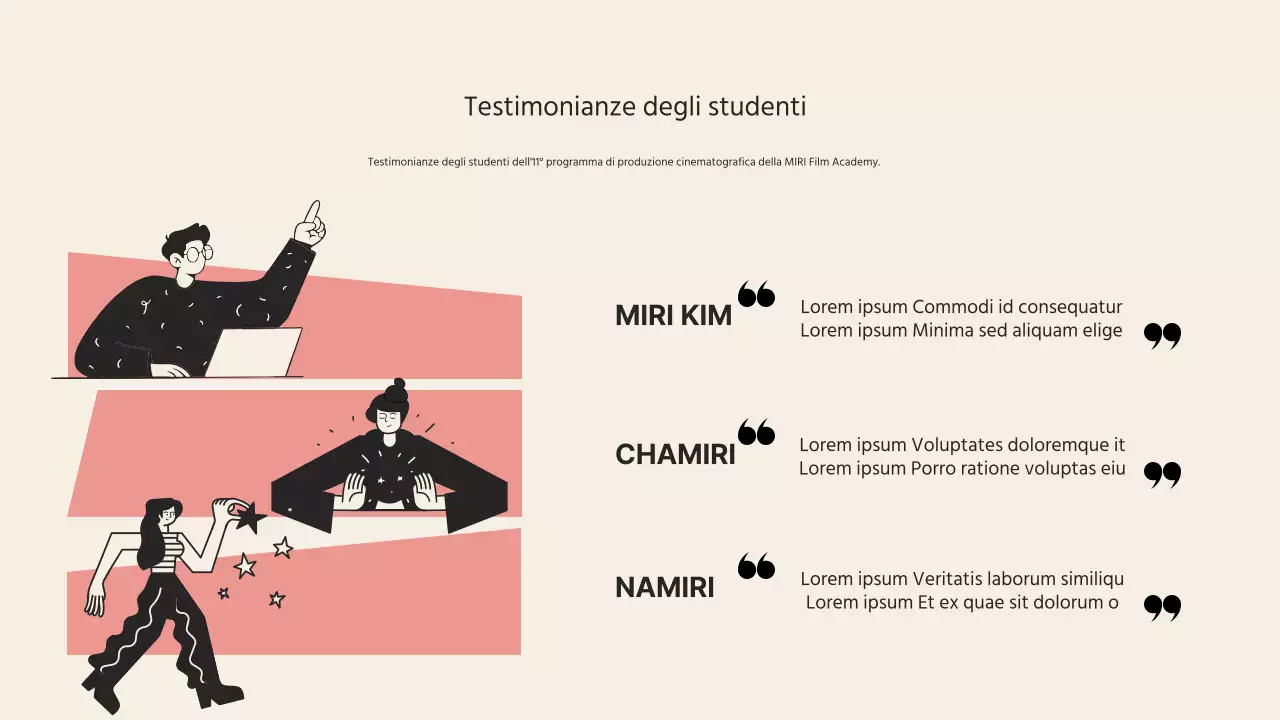 Promozione della Film Concept School in rosa vintage e beige