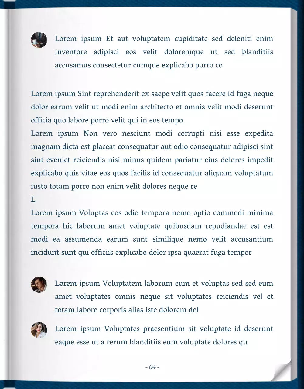 Web novel storytelling en azul y blanco con un concepto de libro clásico elegante y con clase