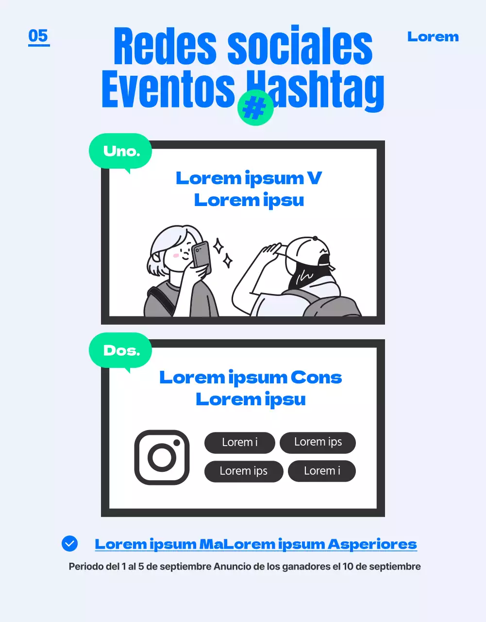 Una feria de acceso a la universidad de color azul, moderna y joven (página de detalles)