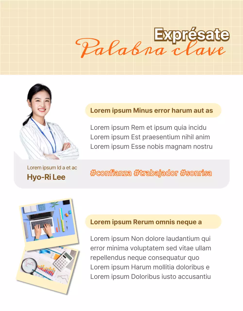 Una entrevista para un nuevo empleado con colores beige y naranja relajantes