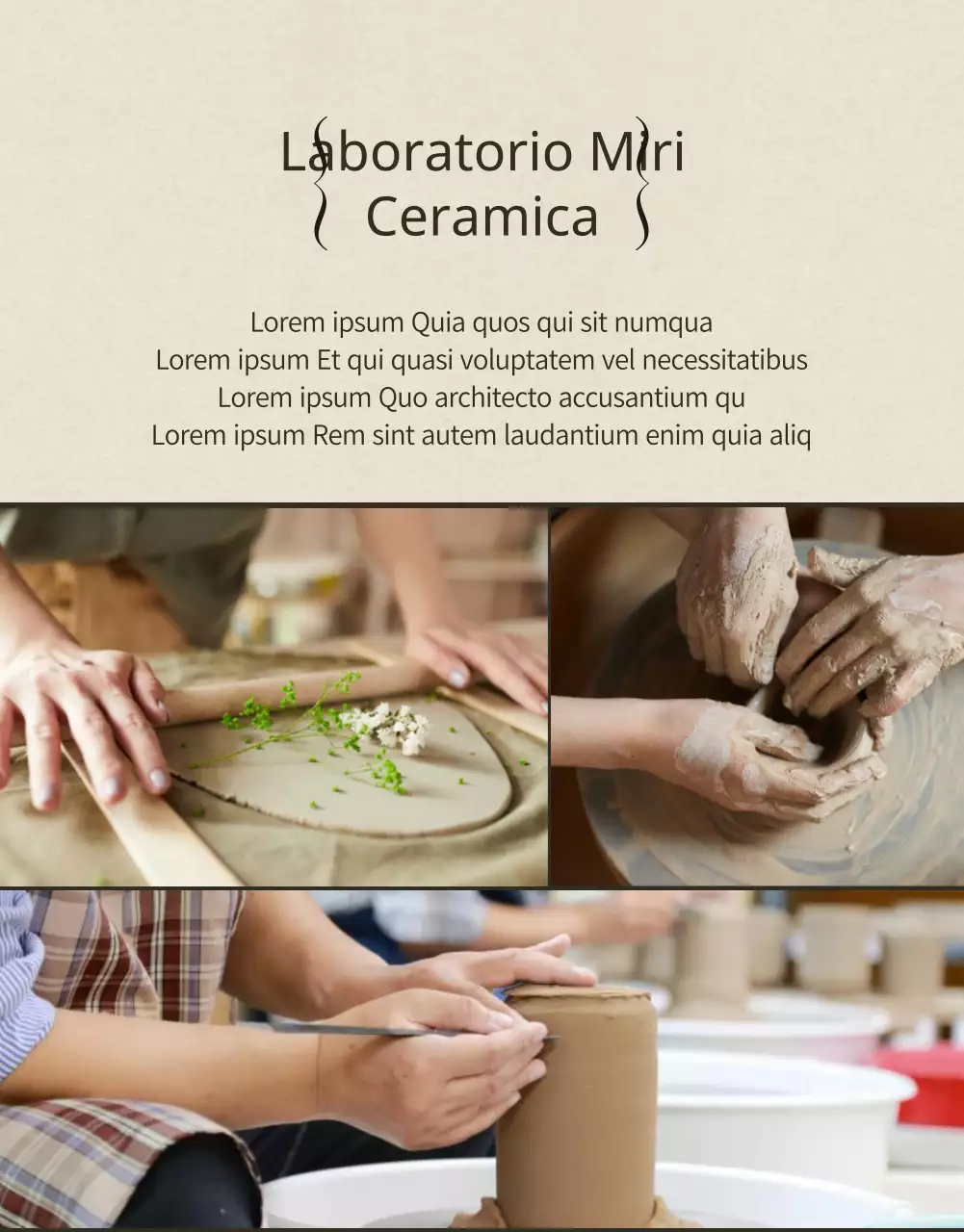 Corso di ceramica di un giorno con tante cornici per foto beige