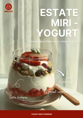 Promozione dello yogurt greco moderno in rosso e avorio