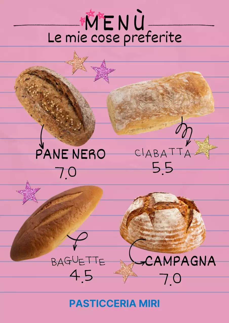 Menu del caffè in rosa