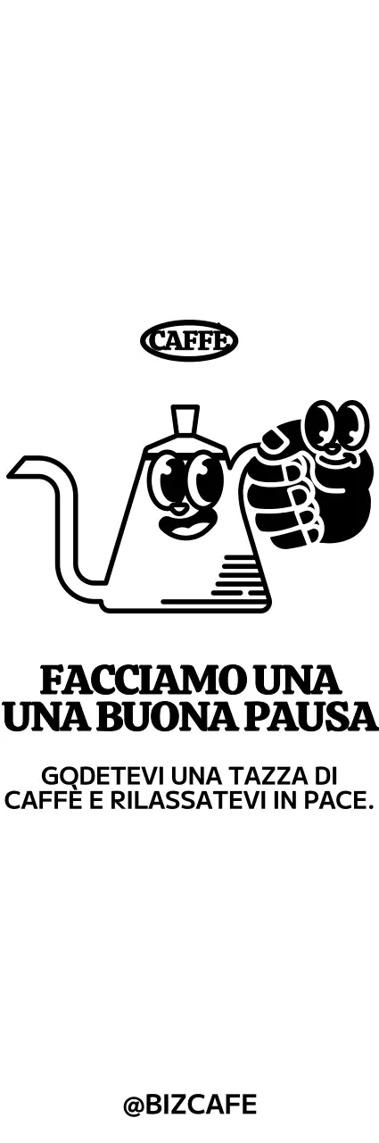 Per una caffettiera carina e alla moda e per i personaggi da bar in stile mano