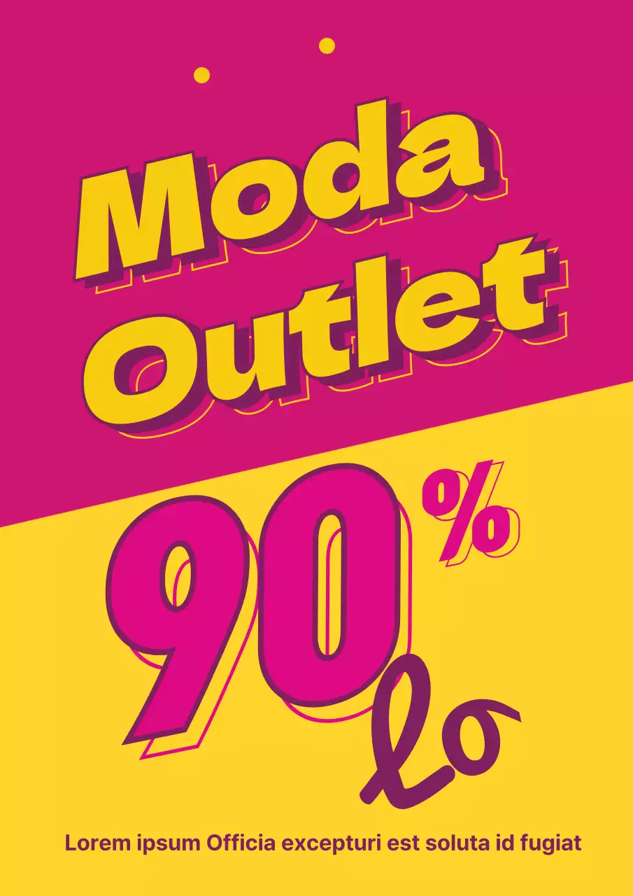 Uma promoção simples de um centro comercial com texto cor-de-rosa e amarelo