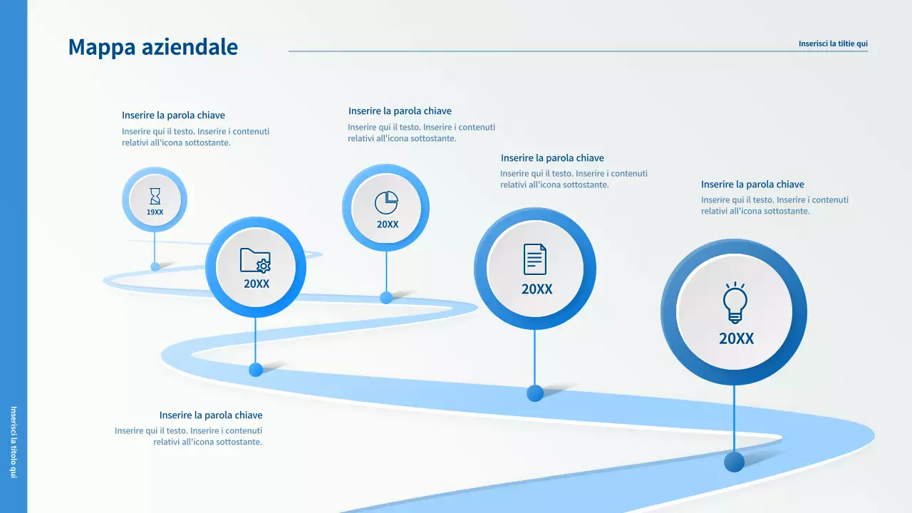 Una roadmap concettuale blu, pulita e tridimensionale