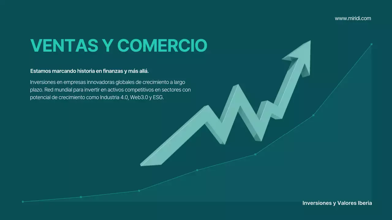 Un folleto geométrico en blanco y menta de una empresa de corretaje
