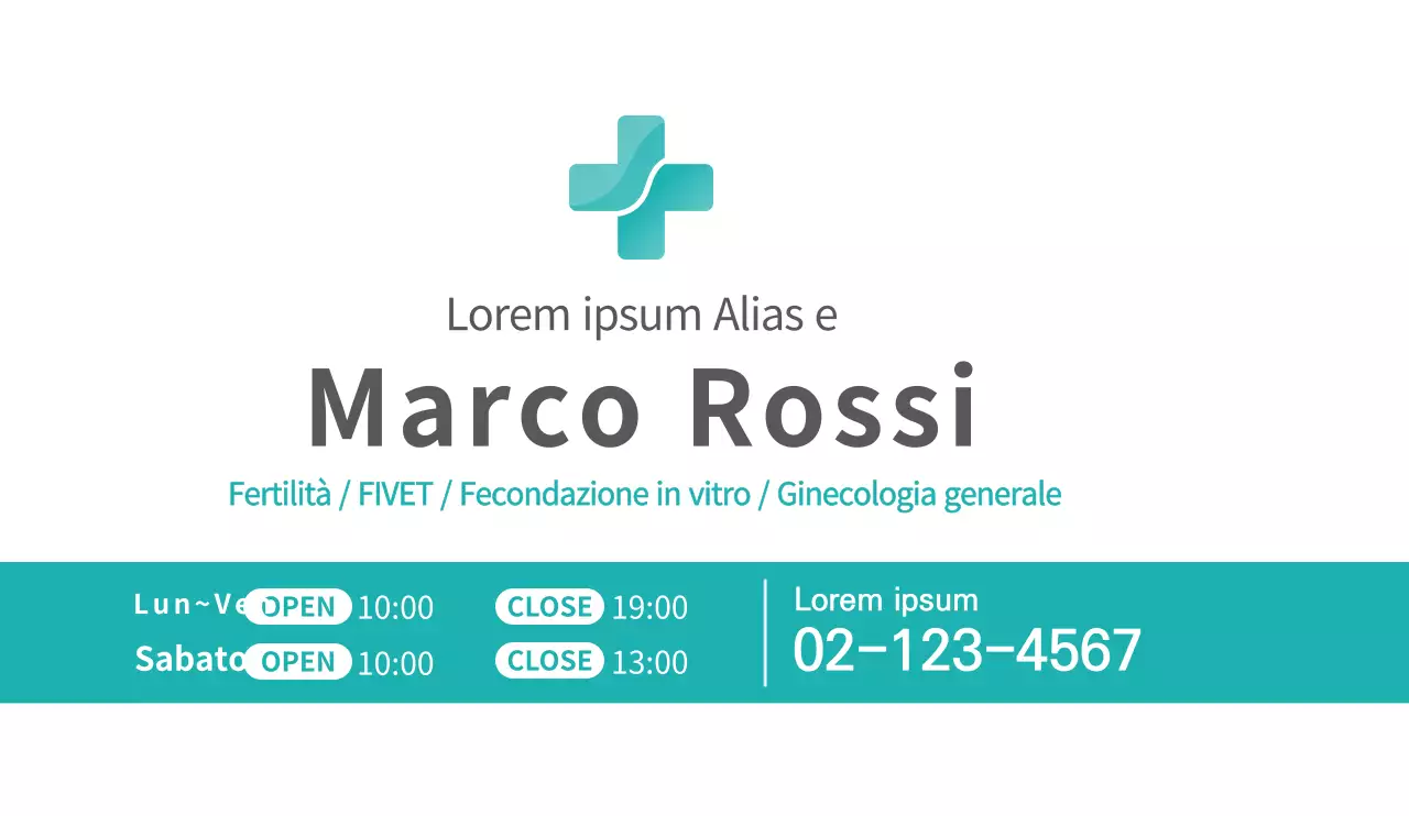 Design promozionale ospedaliero in blu con uno stile pulito