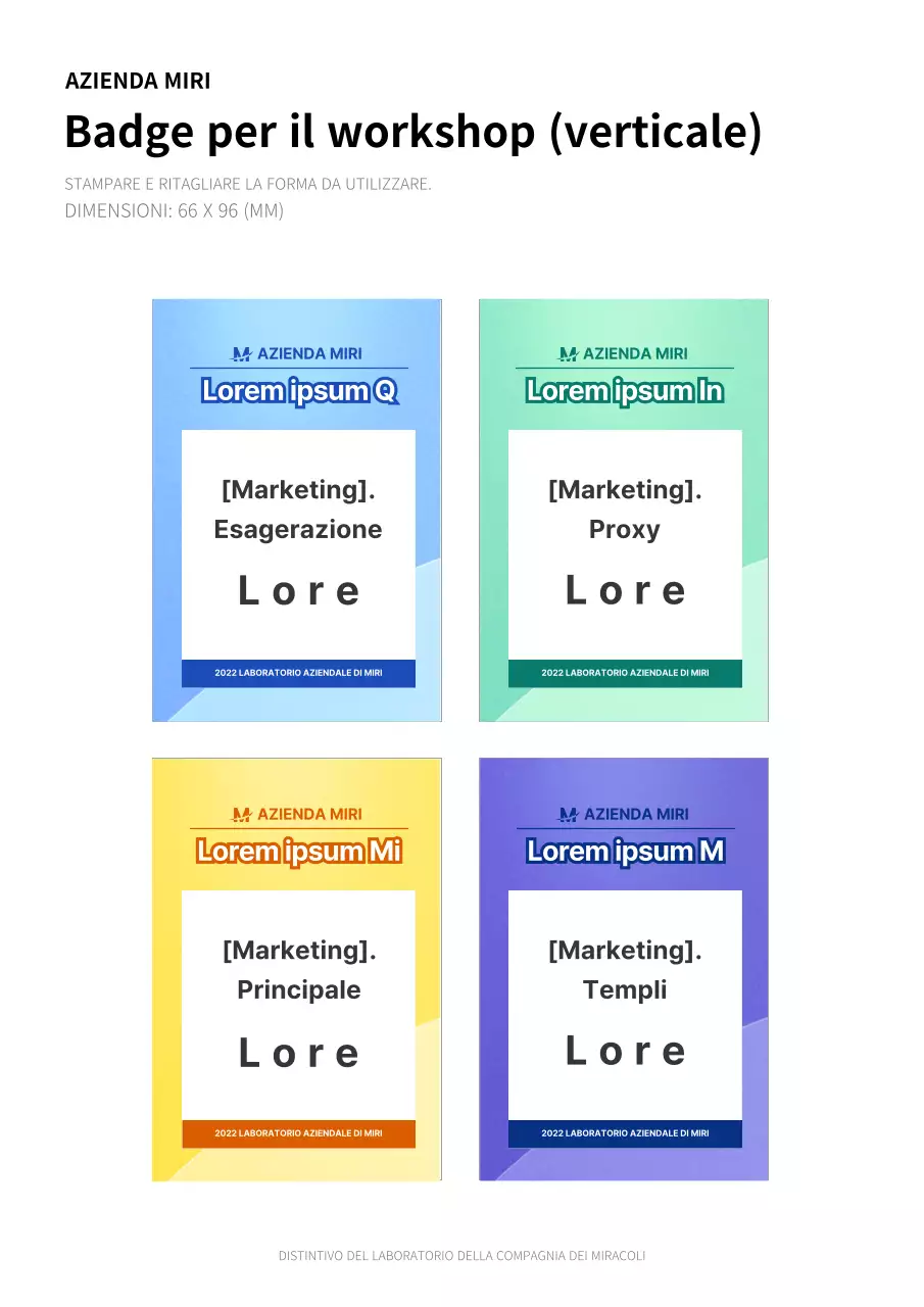 Badge nominativi del laboratorio di grafica