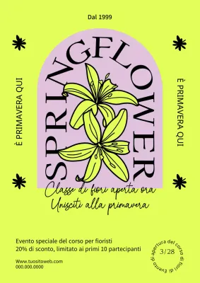 Evento aperto ai fiori primaverili giallo e rosa fluorescenti