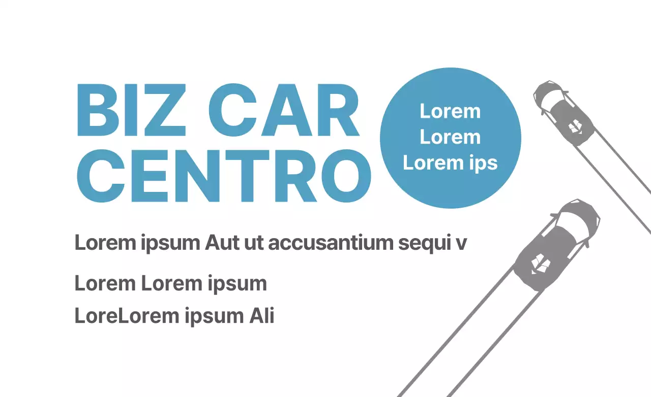 Icona di auto semplice e combinazione di testo in blu chiaro scuro e nero per informazioni sul centro auto