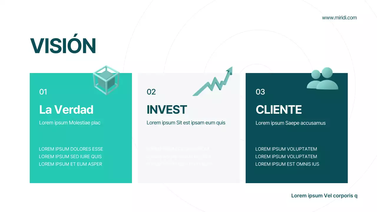 Un folleto geométrico en blanco y menta de una empresa de corretaje