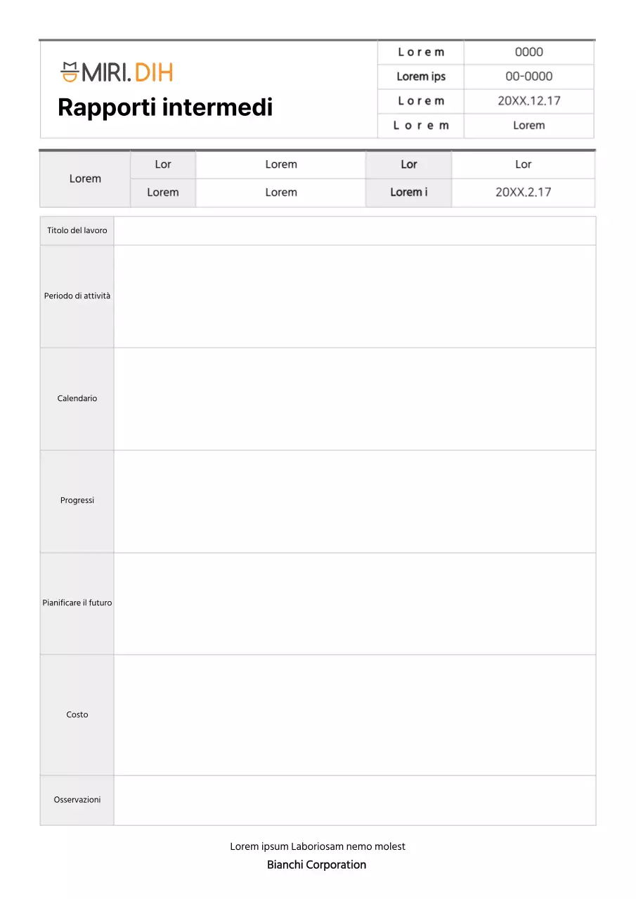 Formattazione di base di un semplice rapporto intermedio