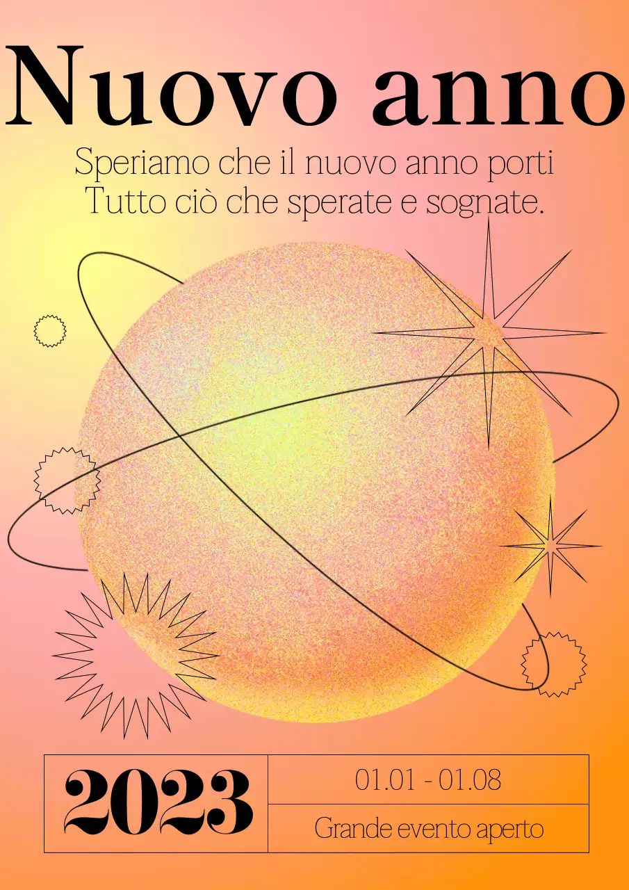 Poster del Capodanno solare in arancione e giallo
